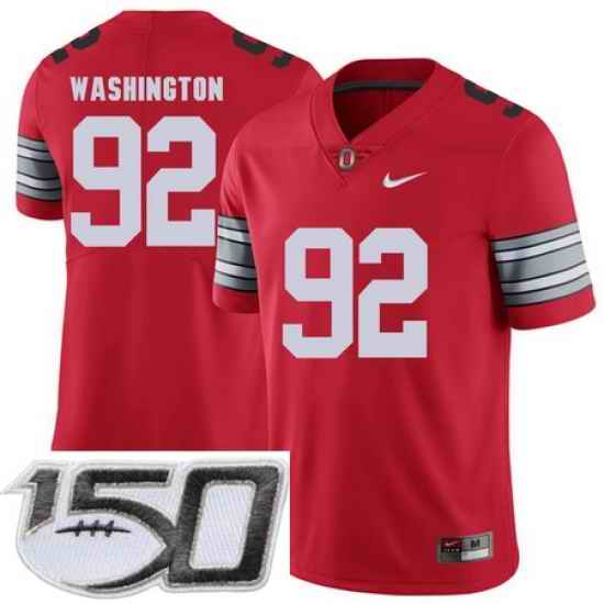 Ohio State Buckeyes 92 Adolphus Washington Red 2018 Spring Game College Football Limited Stitched 150th Anniversary Patch Jersey